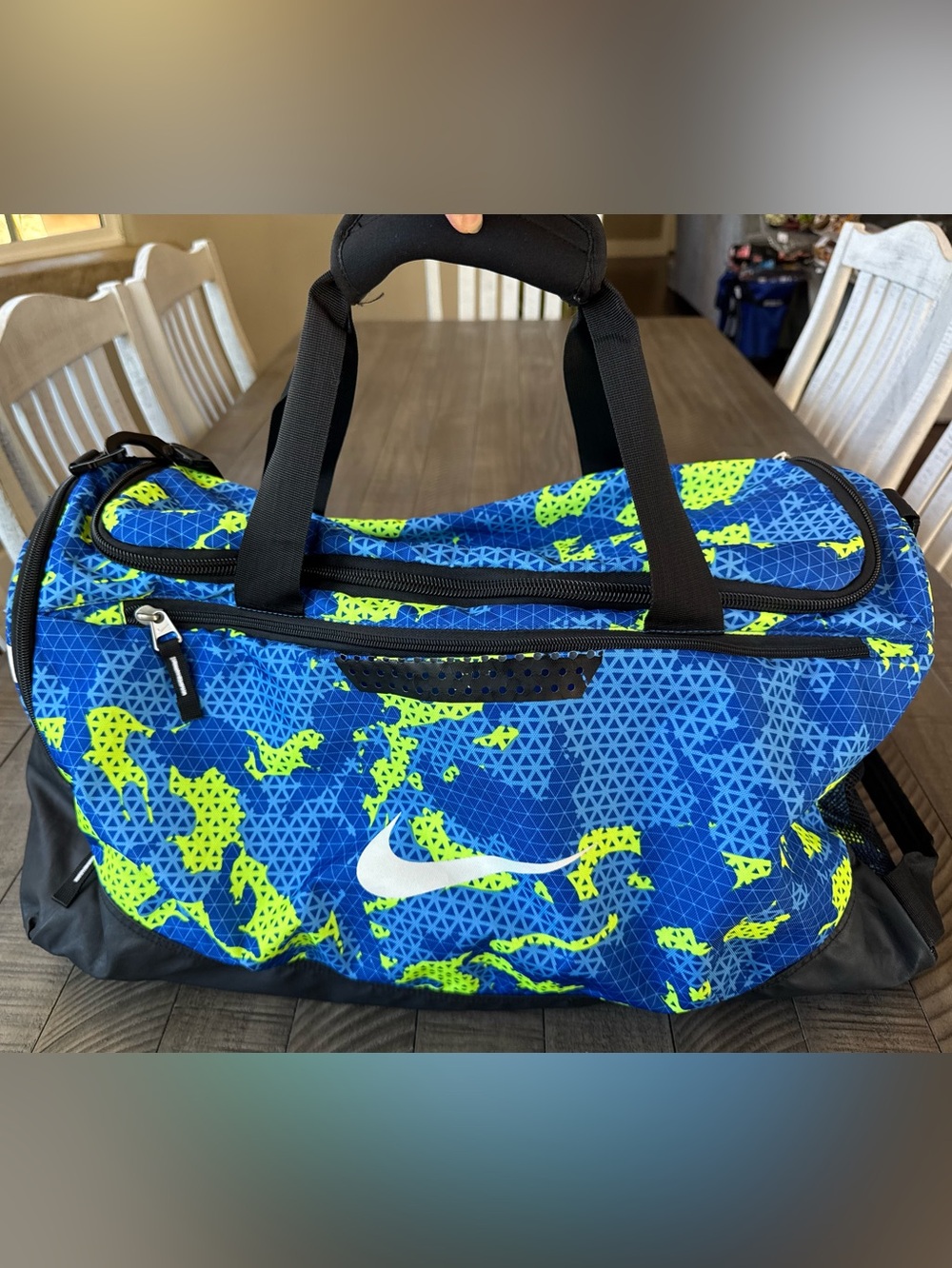 Nike Brasilia Men’s Training Duffle Bag Blue & Neon Green Camo